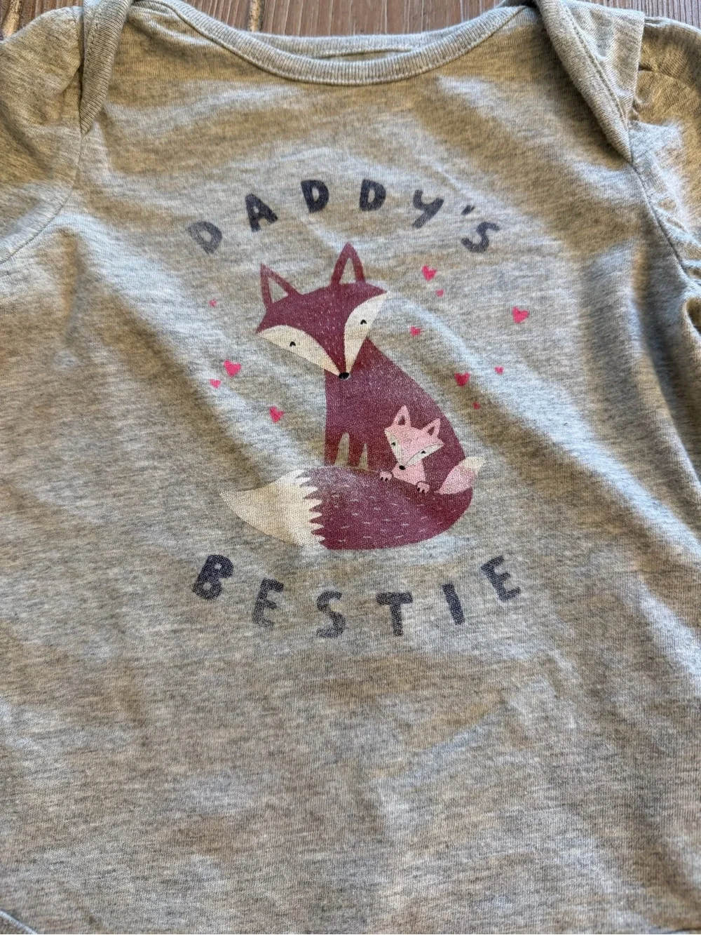 GAP Grey Long-Sleeve Baby One-Piece with Purple Fox Graphic